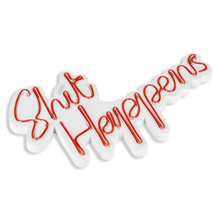 Karll Shit Happens fali dekoráció, LED, piros, 45x2x29cm