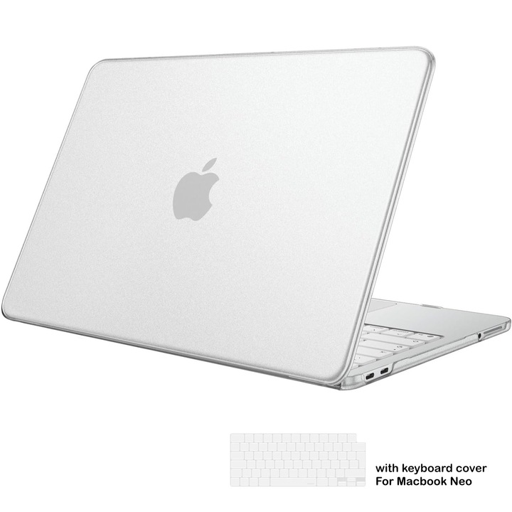 Carcasa iNext pentru MacBook Neo 13 inch 2026 Model A3404 cu cip A18 Pro, carcasa de protectie rezistenta la zgarieturi si capac pentru tastatura pentru Macbook Neo, transparent mata