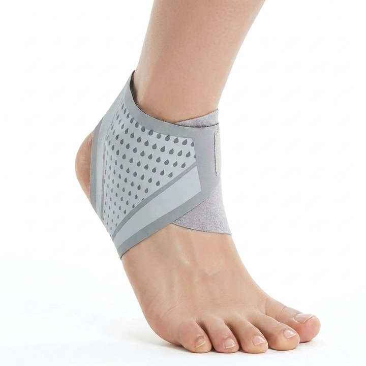 Orteza pentru glezna OUMASK, elastica si respirabila, suport compresie, subtire, Gri, marime Universala, Dreapta
