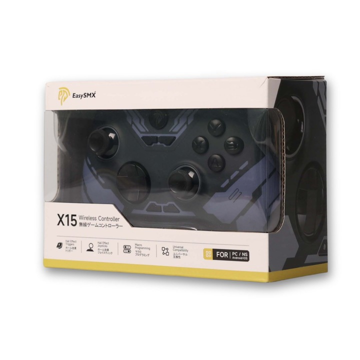 Vezeték nélküli kontroller, EasySMX X15, Multi-Platform (PC, Mobil, Switch), Hall-Effect, RF 2, 4 GHz/Bluetooth, Mecha