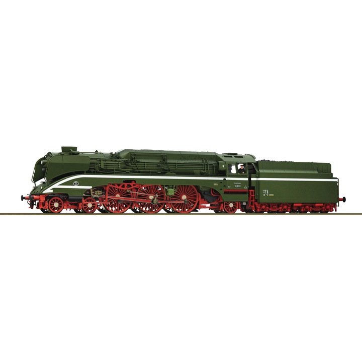 Locomotiva cu abur Br18 201, DR, Roco, H0, 7110006, DIGITALA+SUNET, verde, 289 mm lungime