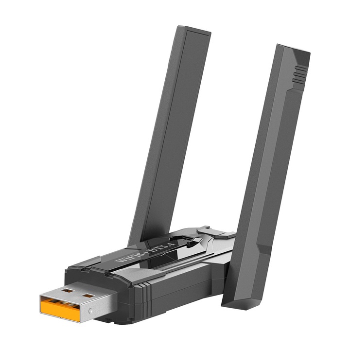 Vezeték nélküli USB 2 az 1-ben WiFi adapter, Lwtsrp®, Bluetooth 5.4, Ultra-gyors vezeték nélküli kapcsolat, Fekete