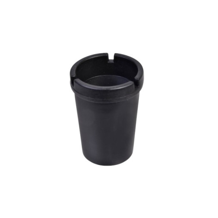 Univerzális autós hamutartó műanyag, átmérő 8cm, magasság 11cm, fekete