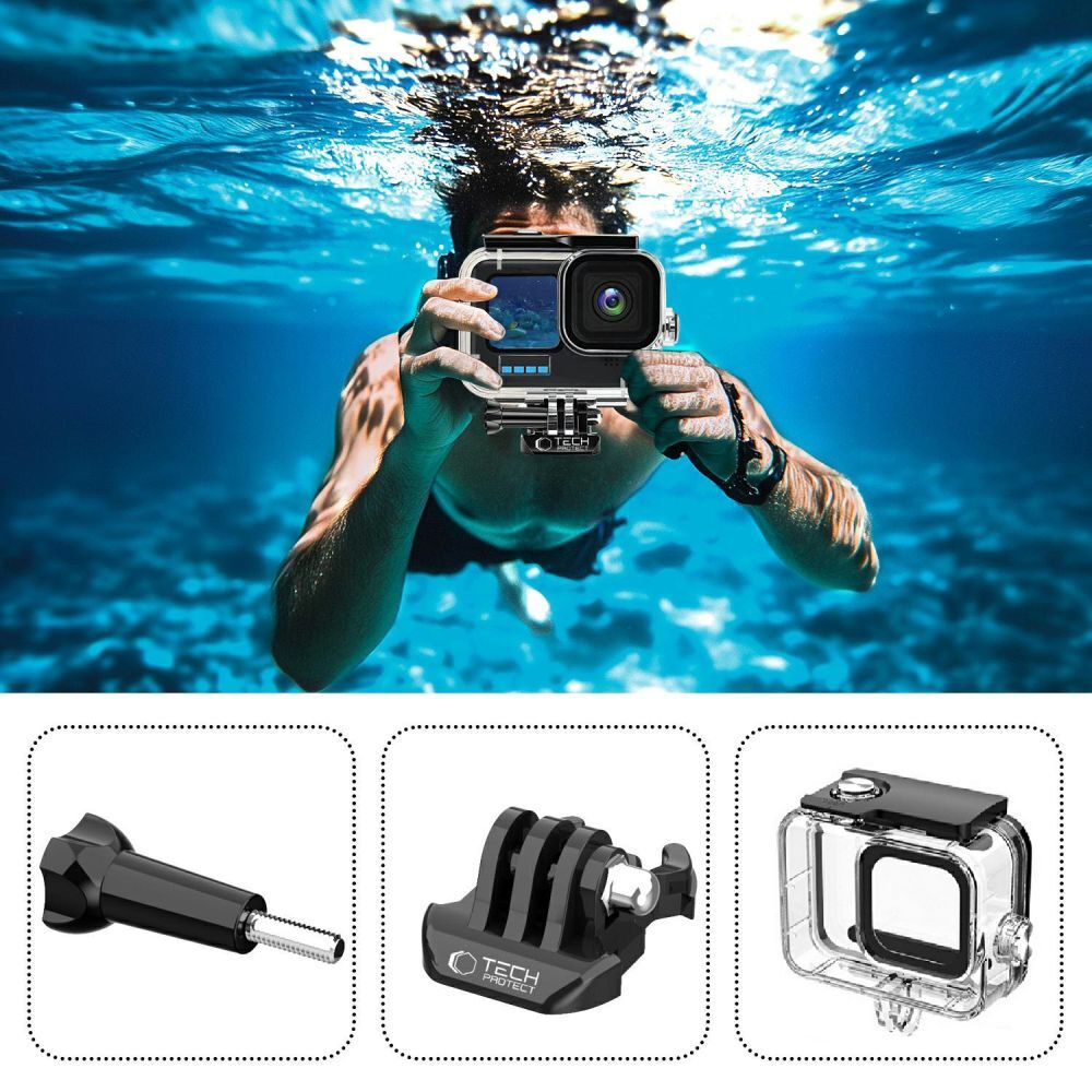 GoPro HERO 9 / 10 / 11 / 12 / 13 - Husă de protecție Tech-Protect impermeabilă, transparentă din plastic