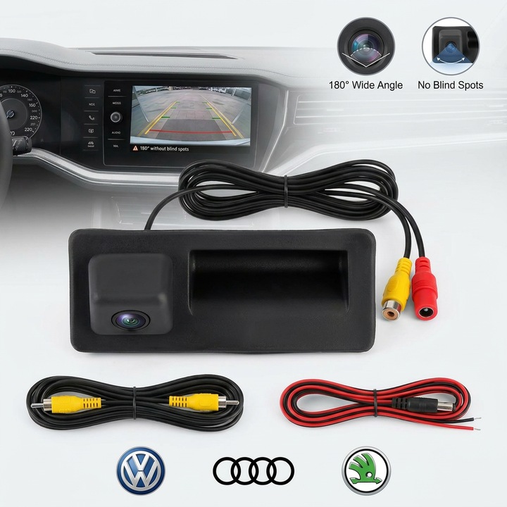 Camera Marsarier Excitat® HD 1080P, Viziune Nocturna Starlight, Unghi Larg 170 Grade, Rezistenta IP69K, Compatibila VW Passat, Tiguan, Touareg, Jetta, Negru