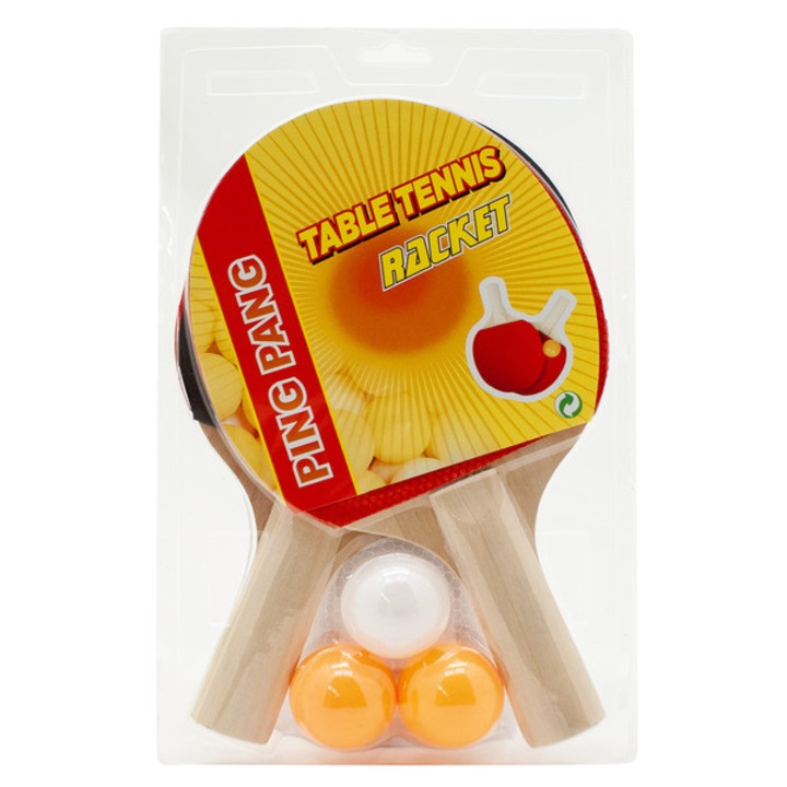 Set de 2 palete de ping-pong cu 3 mingi