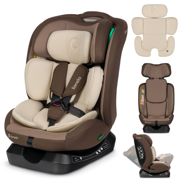 Scaun auto Lionelo, Aart i-Size, Cu spatar inclinabil in 4 pozitii, Cu tetiera reglabila in 13 pozitii, 0-36 Kg, 40-150 cm, Cu centura siguranta in 3 puncte, Conform cu ECE R129/03, chocolate