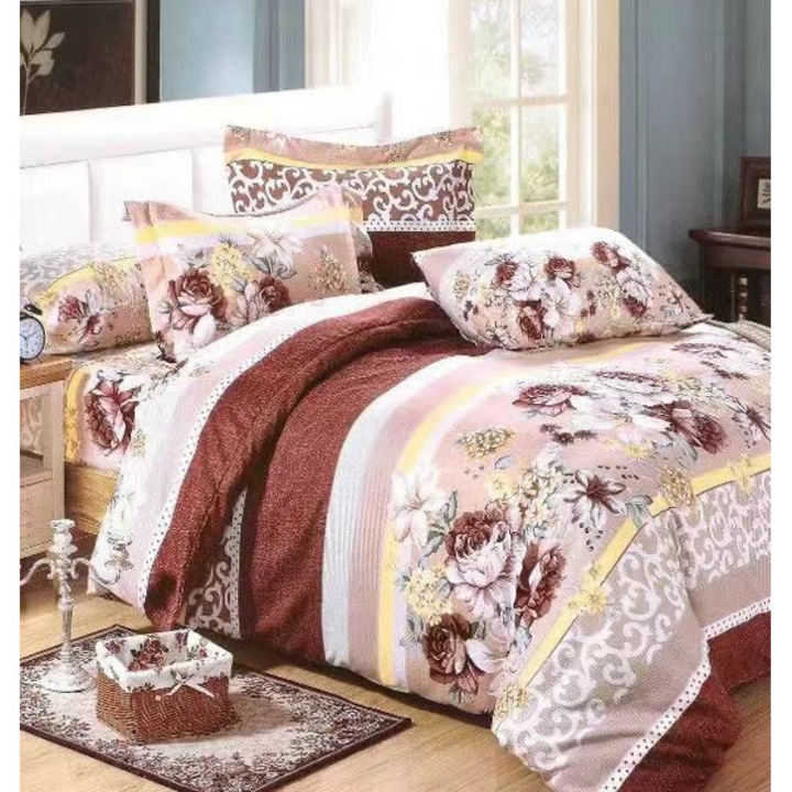 Lenjerie Pat 4 Piese Bumbac Premium Satinat Maro Cearceaf fara Elastic 200x230 cm Set Complet