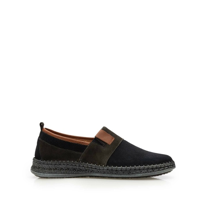 Mocasini barbati din piele naturala, Leofex URBAN SHOES - 598 Blue Velur, BLUE
