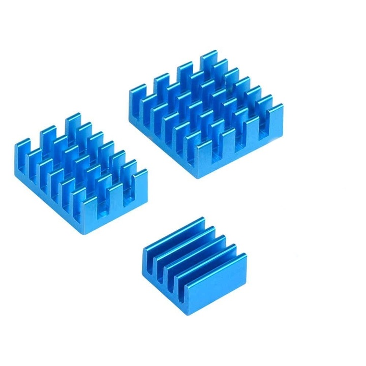 Set radiatoare aluminiu pentru Raspberry Pi 4, 3 bucăți, dimensiuni variate