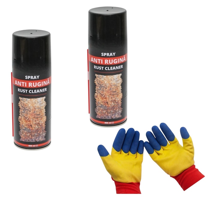 2 db rozsdamentes technikai spray készlet, 400 ml, háztartási/professzionális használatra, háromszínű kesztyűkészlettel, védelem, latex