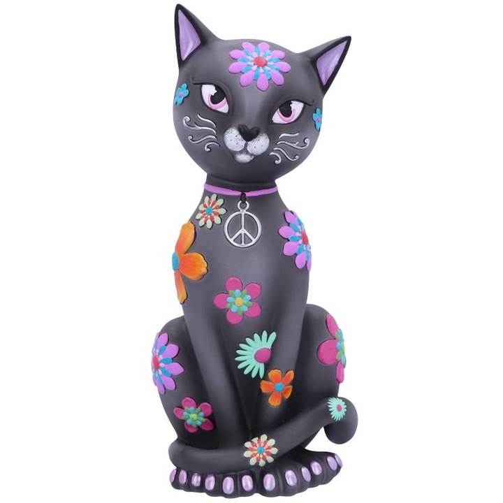 Figurină, Nemesis Now, Hippy Kitty, negru, 26 cm