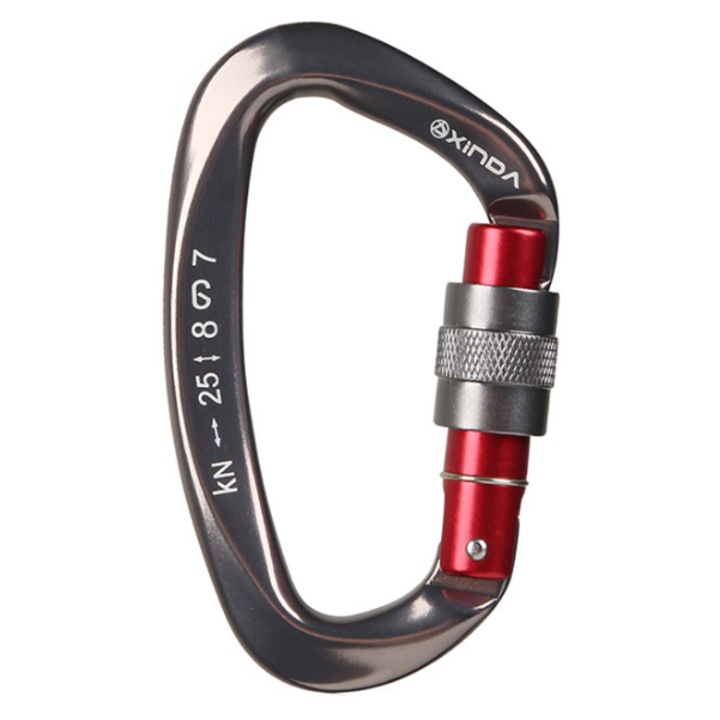 Karabiner hegymászáshoz, 25kN, beakadásgátló kialakítás, D, 55g