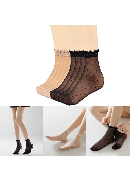 Дамски чорапи, къси 1/2, найлон, Conte Tulle 30 Den (4 чифта) - Nero/nude 36-39 (23-25), Omelivon