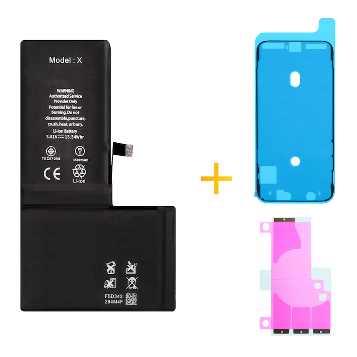 Akkumulátor + tömítés iPhone X-hez, ÜZENET NÉLKÜL, Nagyobb kapacitás 3500 mAh