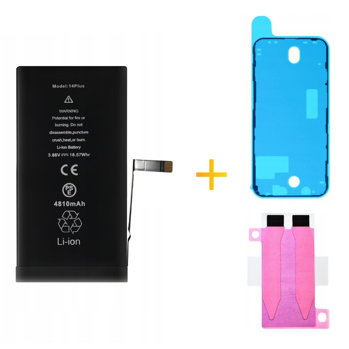 Akkumulátor + tömítés iPhone 14 Plus-hoz, nagyobb kapacitású 4810 mAh NOWACELL