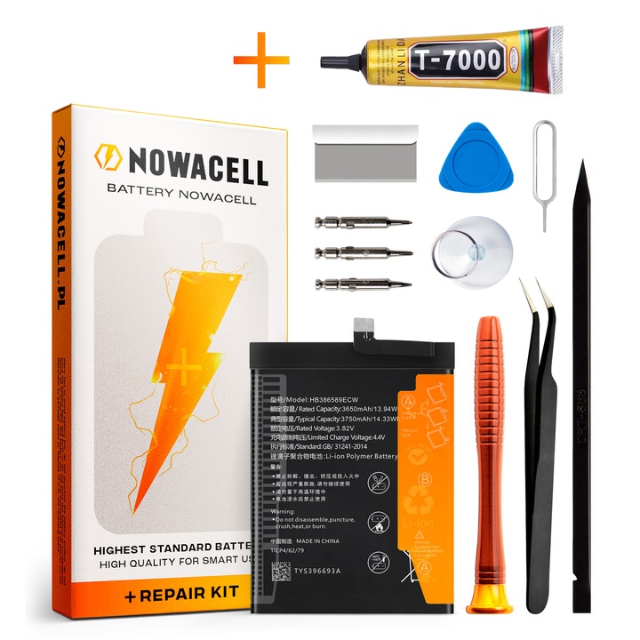 HB386589ECW akkumulátor készlet + ragasztó Huawei Mate 20 Lite Honor 8X 3750 mAh-hoz