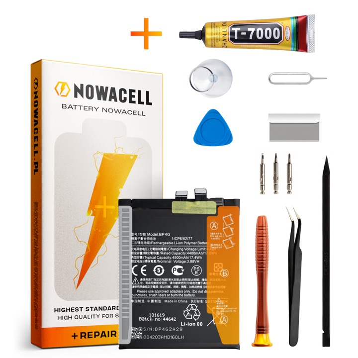 BP4G akkumulátor készlet + T7000 ragasztó Xiaomi 13 Mi 13 4500 mAh akkumulátorhoz