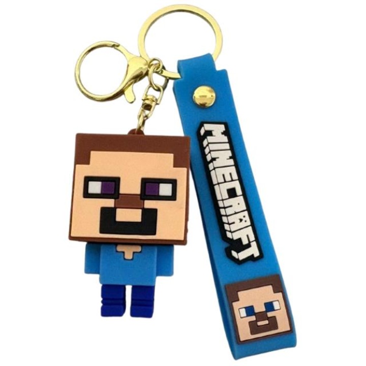 Figurina Minecraft cu breloc, 5 cm, multicolor, set diverse personaje