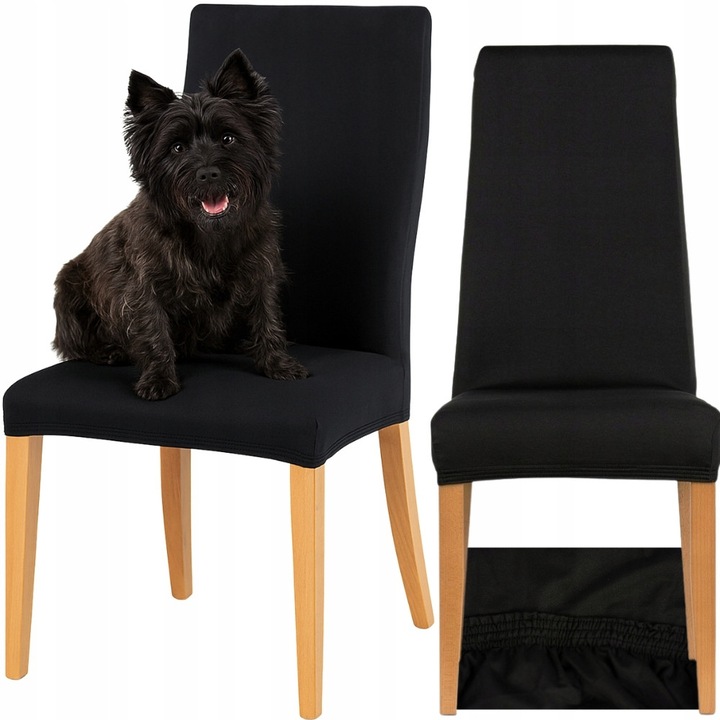 Husa elastica universala pentru scaun de bucatarie, grosime 190 g, negru