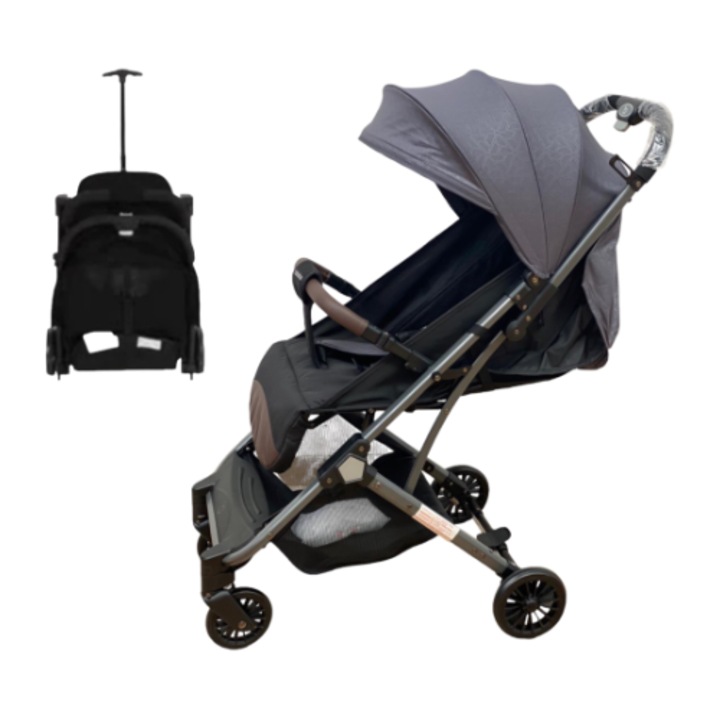 Carucior sport, pliabil, tip troller, transport avion, gri