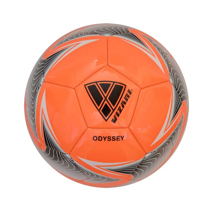 Vizari Odyssey futball labda, 32 varrott panel, megerősített gumibelső, 5-ös méret, 68 cm, narancssárga