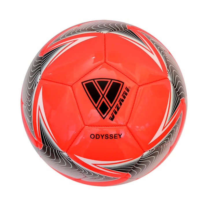 Minge Fotbal Vizari Odyssey, 32 panouri cusute, camera cauciuc ranforsata, marimea 4, 64 cm, Rosu