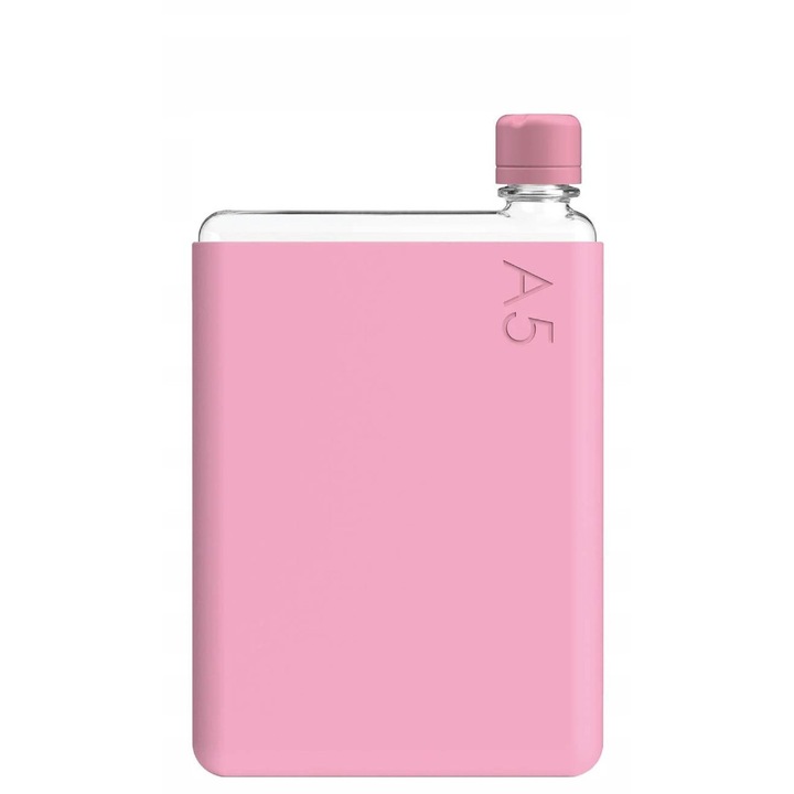 Memobottle A5 újrafelhasználható palack, 750 ml, lapos kialakítás, rozsdamentes acél kupak, többszínű