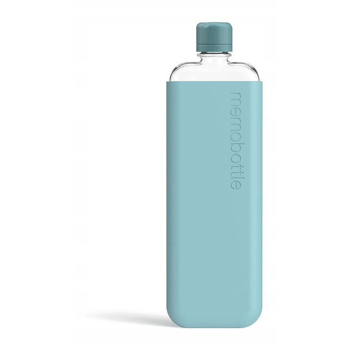 Memobottle Original Slim бутилка за многократна употреба 450 ml, уникален дизайн, компактна, 26,5x8x3cm, цвят sea mist
