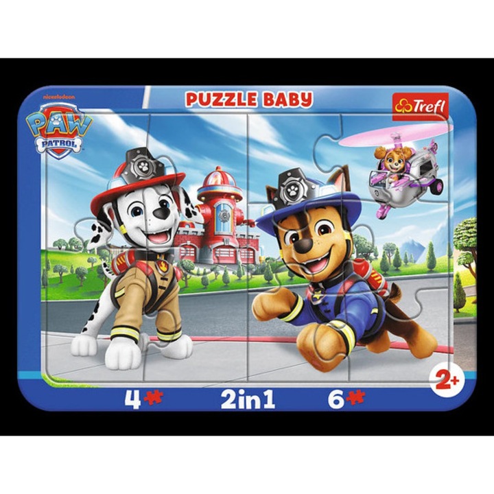 Trefl 2 az 1-ben (4, 6 db-os) keretes puzzle - Mancs őrjárat (80031)