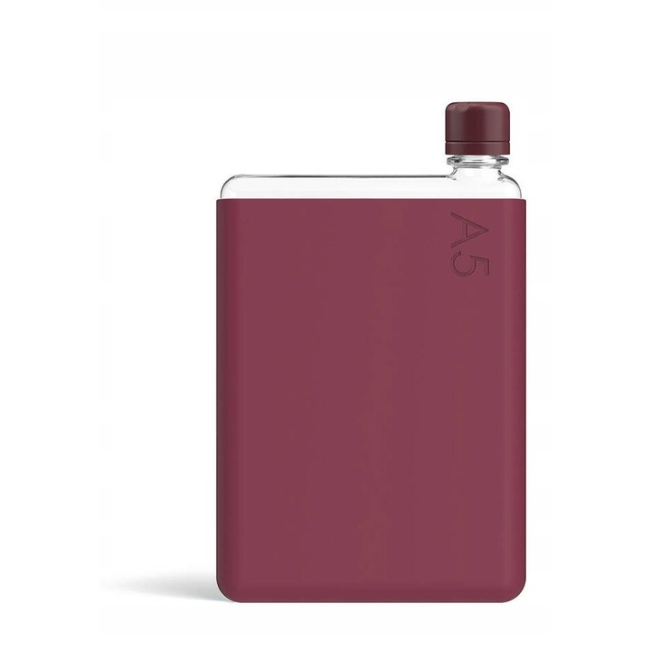 Memobottle A5 750 ml újrafelhasználható palack, kompakt, hideg és meleg italokhoz, 24,9x14,8x3,0cm, vadszilva színű