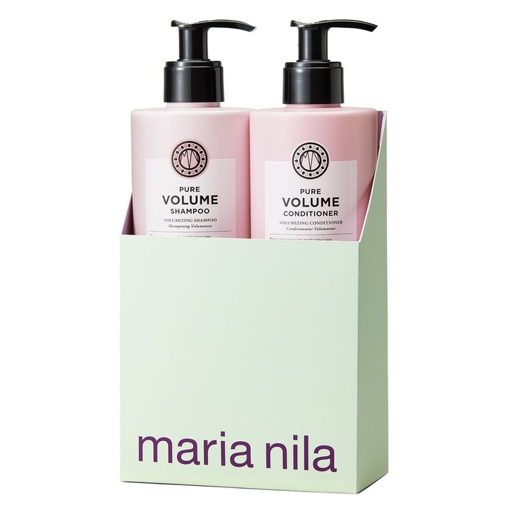 Set de păr Maria Nila Pure Volume, şampon și balsam, 2x500ml, fără sulfati, pentru păr subțire