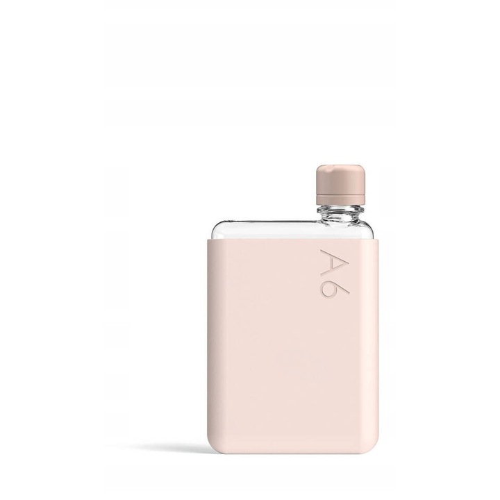 Sticla de apa Memobottle A6 375 ml, coral pal, design compact, prietenoasa cu mediul, set cadou