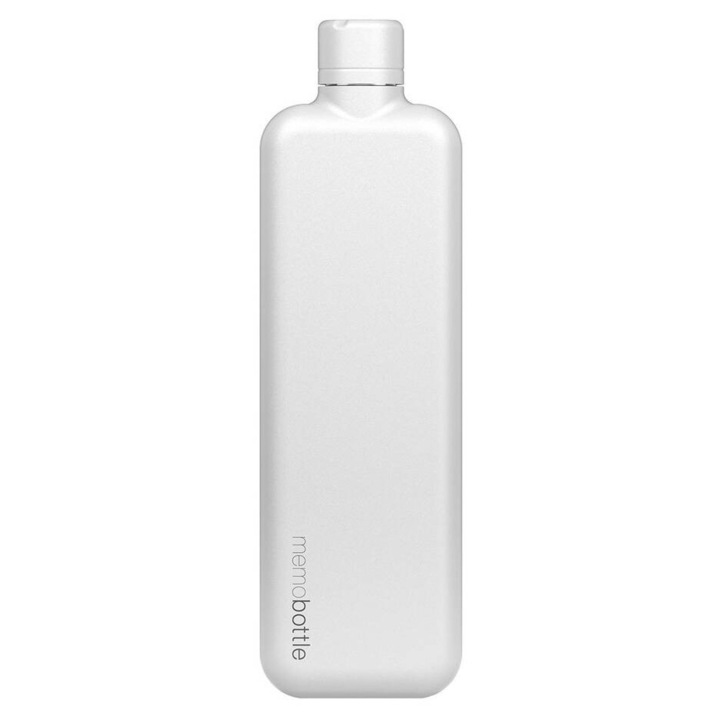 Бутилка за вода Memobottle Slim 0,6 л, неръждаема стомана, бяла, 26,8x8x3,7 см