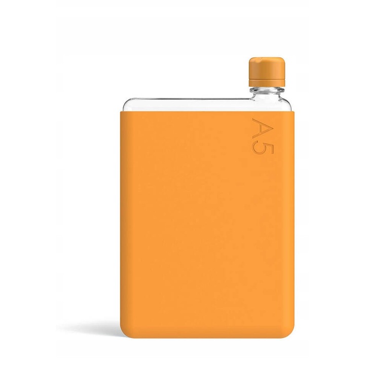 Бутилка за вода memobottle Pakiet A5, 750 мл, мандарина, тритан, 243x148x30мм, със силиконова дръжка