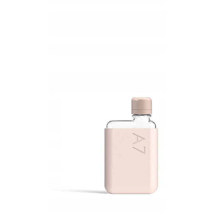 Sticla reutilizabila Memobottle A7, coral pal, 180ml, 13,7x7,4x3cm, set cu capac colorat