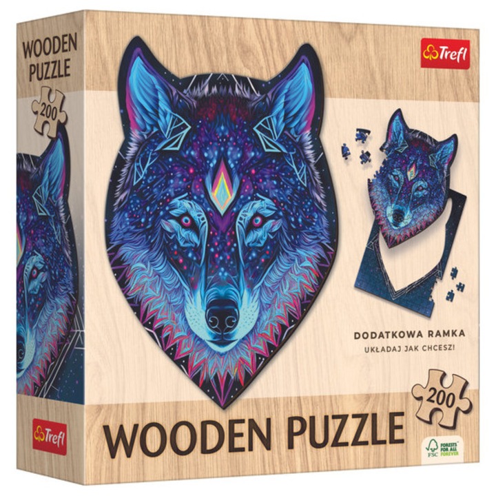 Trefl 200 db-os Wooden Contour Fa Puzzle - Farkas (94158)