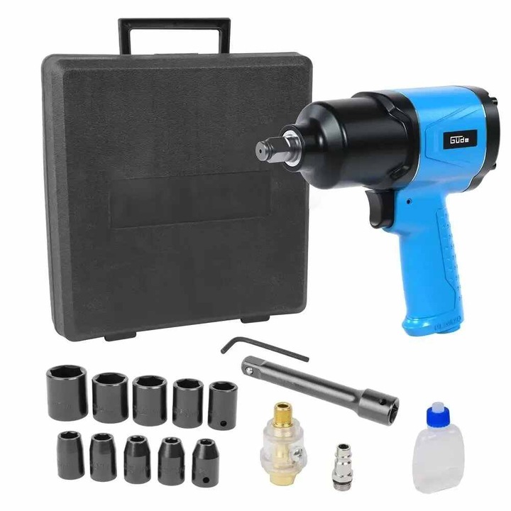 Pistol pneumatic de impact GUDE, 1/2", 580 Nm, set cu accesorii, 205x75x175mm