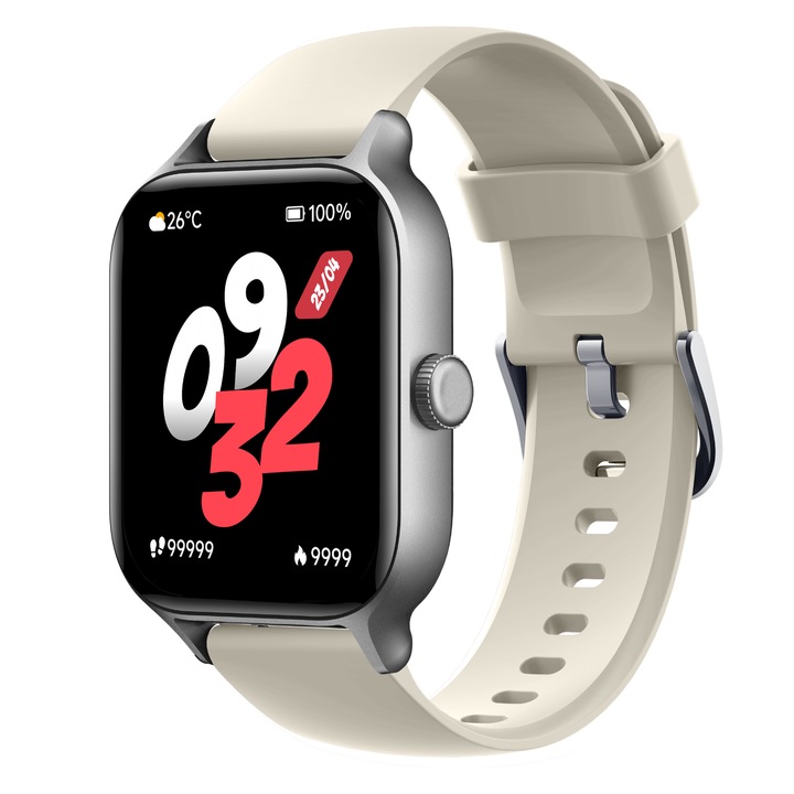 Lumaudio Vidra okosóra, GPS, 1.75" AMOLED kijelző, 5ATM vízálló, Bézs