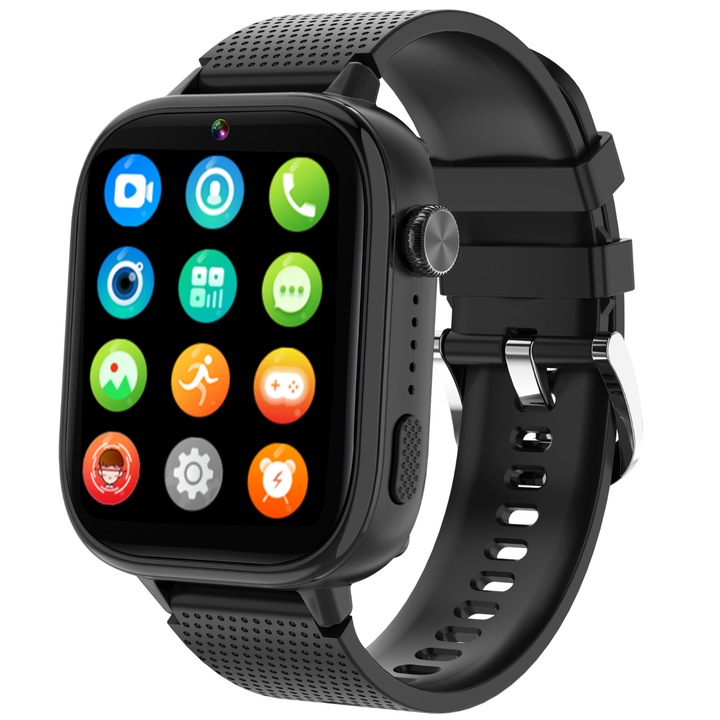 Ceas Smartwatch copii 4G GPS cu Cartela Nano SIM, Ceas Telefon Inteligent, Apel Video, SOS, Control Parental, Localizare in timp real, Wi-Fi, Mesaje, 1.83", NEOVANCE T49 Negru