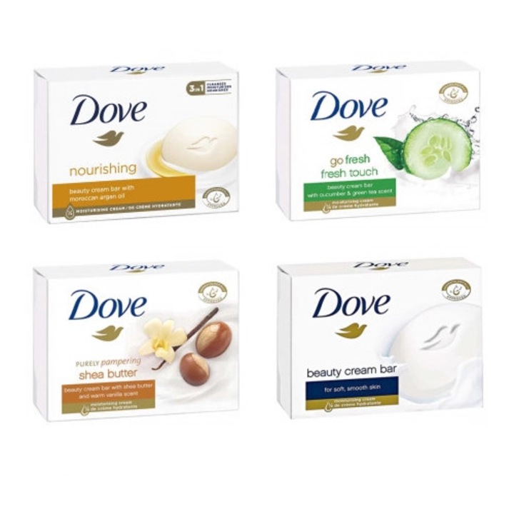 Твърд сапун DOVE, Nourishing, Cucumber, Original, Shea Butter, 4 x 90 g
