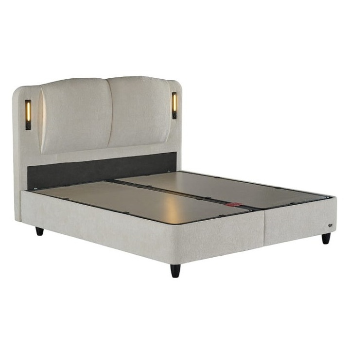 Pat Tapitat Lumos 180x200, cu Somiera rabatabila inclusa, Lada de depozitare generoasa