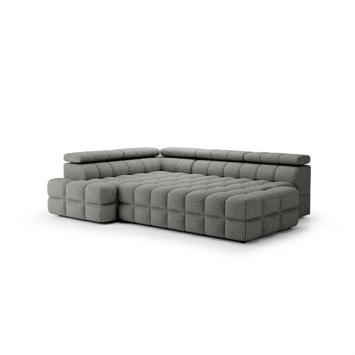 Canapea extensibila verani, poliester premium durabil, coco 92, davy's gray, 283x110x79/101 cm