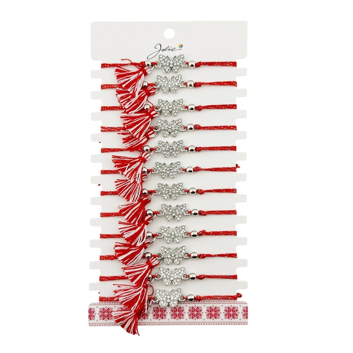 Martisor Fonott Karkötő Rozsdamentes Acél Medállal, Női, 12 darabos szett, Leski