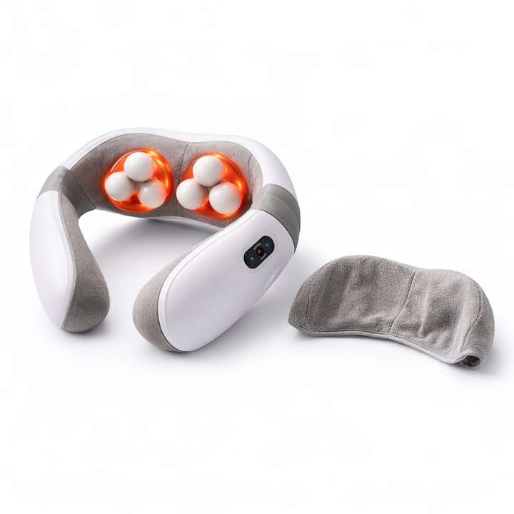 Aparat masaj cervical Ciodex cu framantare si incalzire, baterie reincarcabila, rotatie 360°