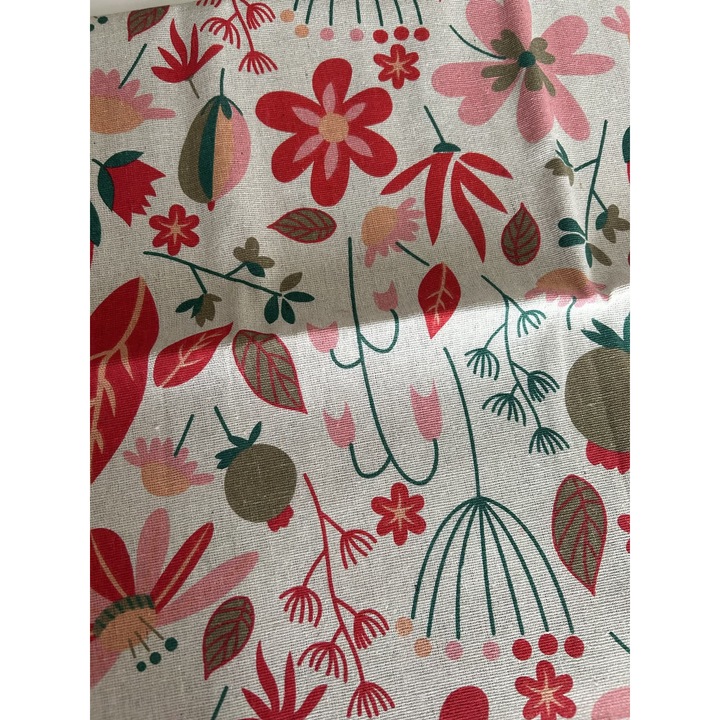 Pânză de in cu imprimeu floral, SimplyTexGoGlobal, 75.5cm, multicolor