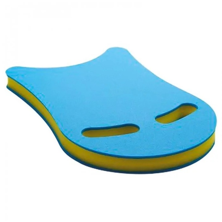 Úszódeszka habból, 430x280x35 mm, magas felhajtóerő, kompakt méret, kickboard, sárga-kék