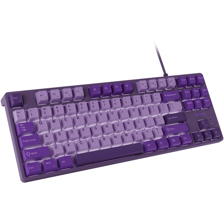 Fury Kanabo K2 TKL (80%) vezetékes mechanikus gamer billentyűzet, világítás, kábelhossz 160cm, lila