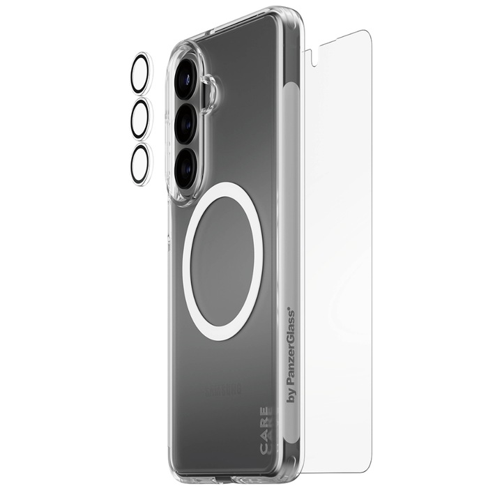 Folie de protectie din sticla PanzerGlass 3 in 1 | CARE pentru Samsung Galaxy S26 Plus