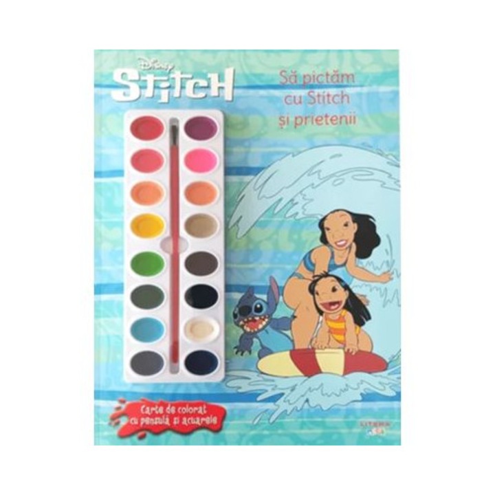 Disney Stitch. Sa pictam cu Stitch si prietenii. Carte de colorat cu pensula si acuarele - Litera